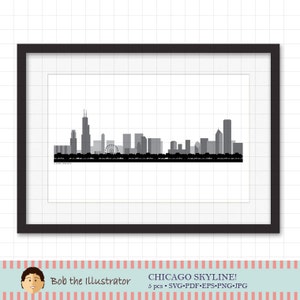 Chicago Skyline - Digital ClipArt - Cityscape Clipart - svg, eps, png, pdf, jpg