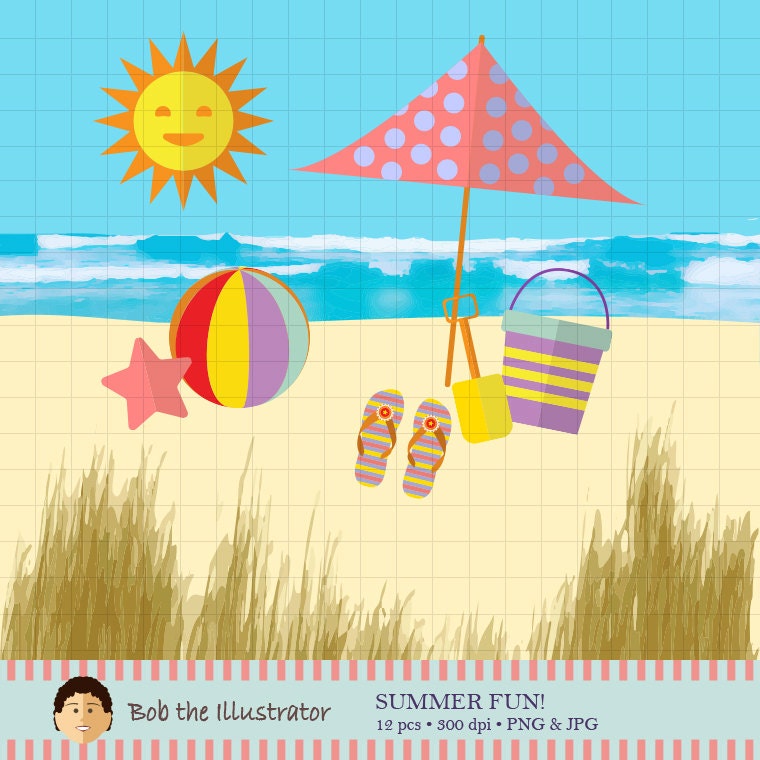 Beach Clip Art. Beach Party Clipart, Summer Clipart, Ocean Clipart