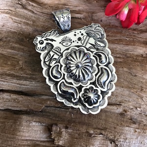 Spirit Pony~ Stamped and Repousse Pendant~ Sterling Silver~ Artisan Handmade~ southwestern Horse Totem