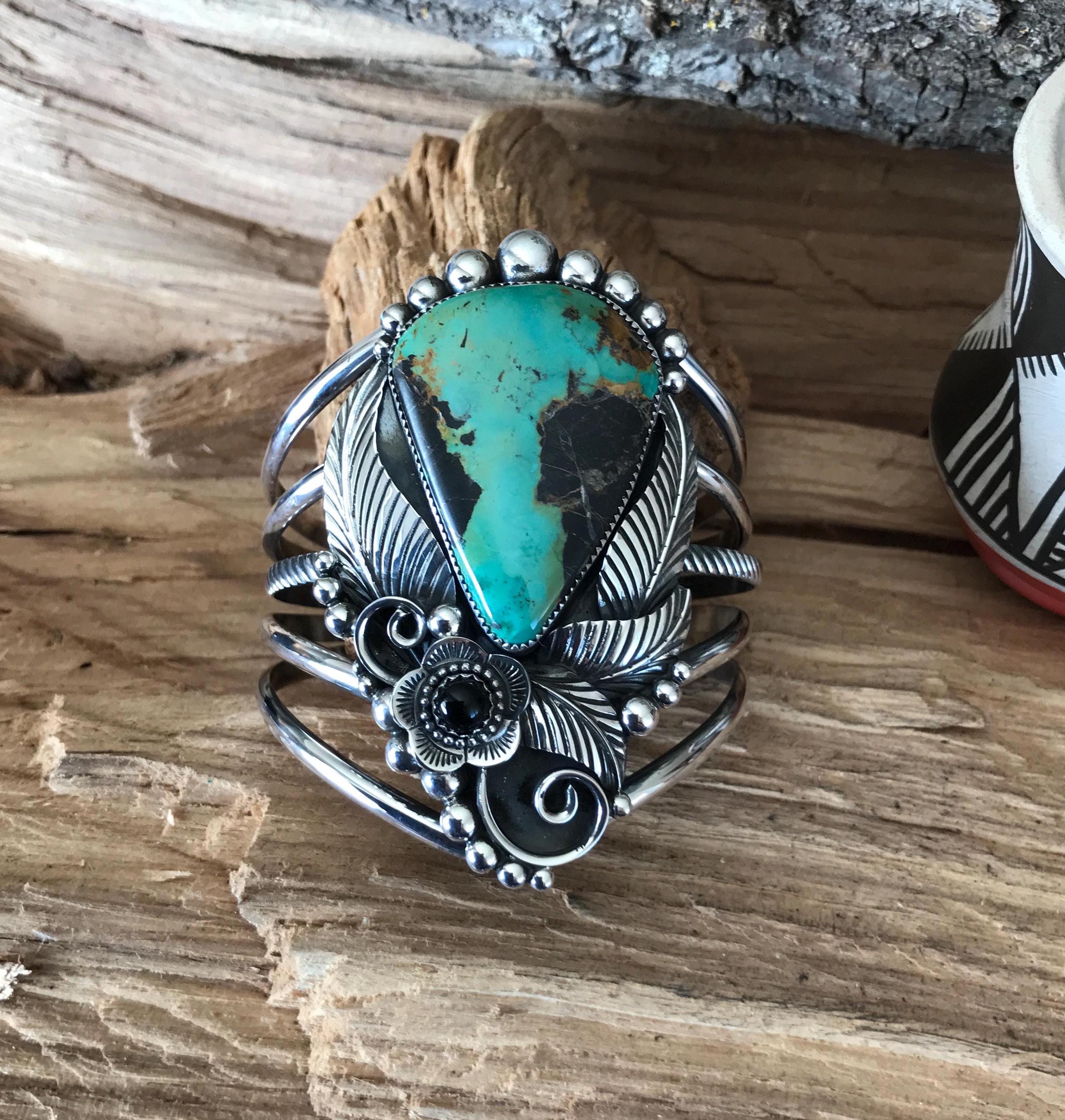Blackjack Turquoise Sterling Silver 925 Watch Band Charm Handmade Black Jack Turquoise Black Jack Cuff | Calli Co. Silver | Fort Worth, TX main image 4