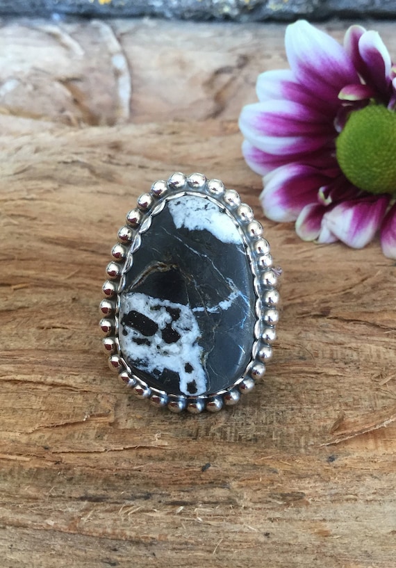 神聖なホワイトバッファローターコイズリング/南西部/職人による