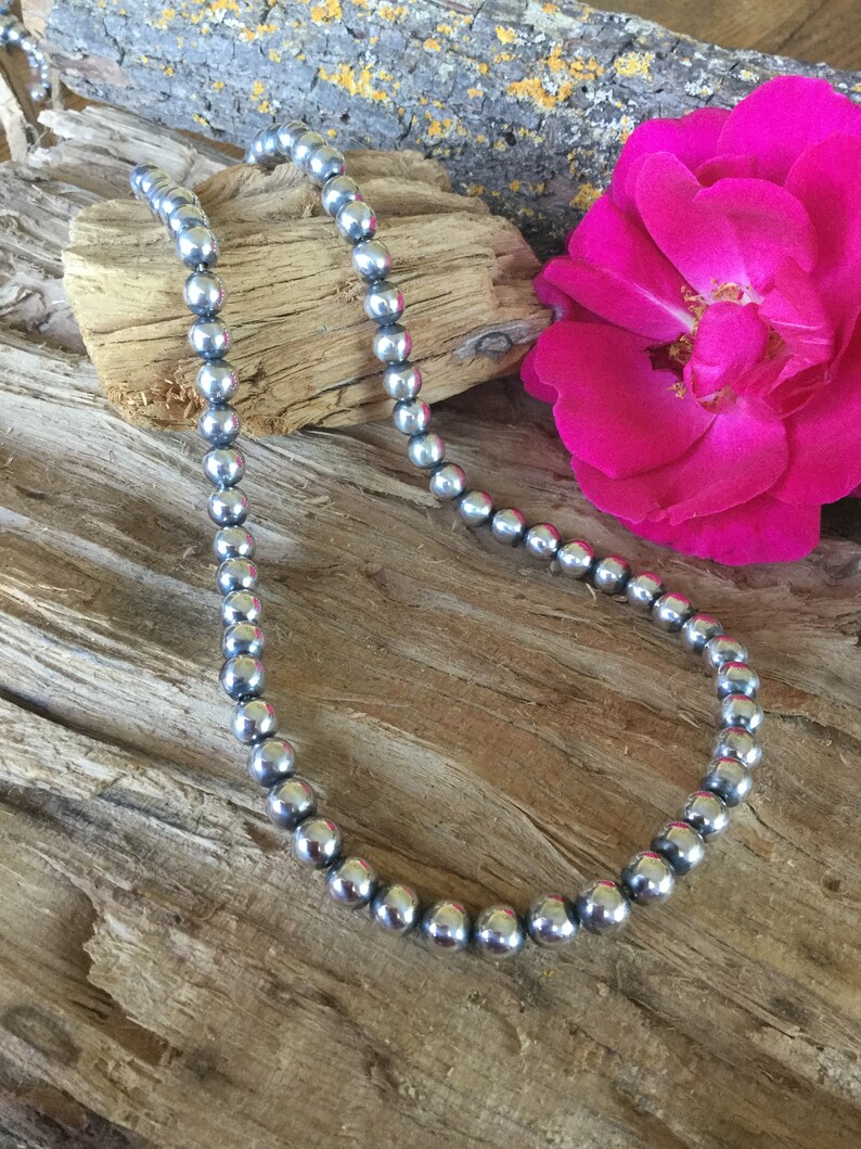 Navajo Pearls Sterling Silver 8mm beads Soldered Handmade Etsy