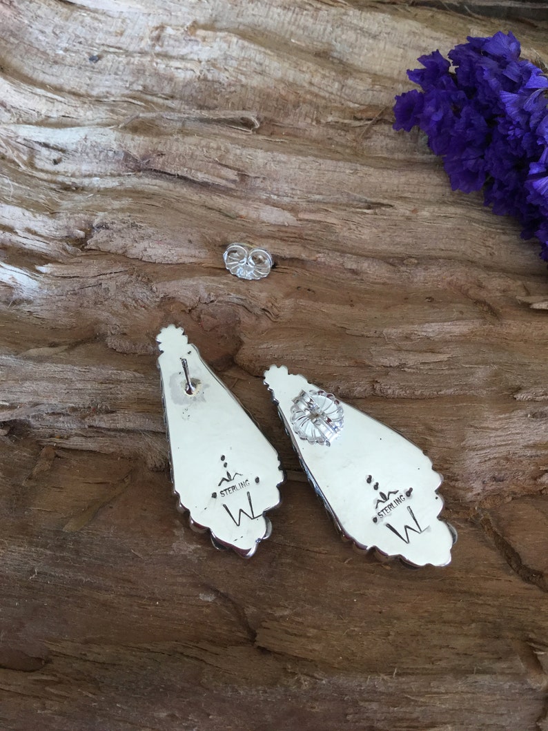 White Buffalo Turquoise Post earrings~ Artisan Handmade~ Sterling Silver~Southwestern Style