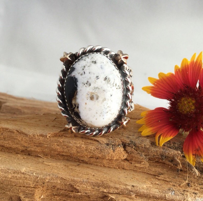 Mens White Buffalo Turquoise Ring With 14 Kt. Gold Stars/ Etsy