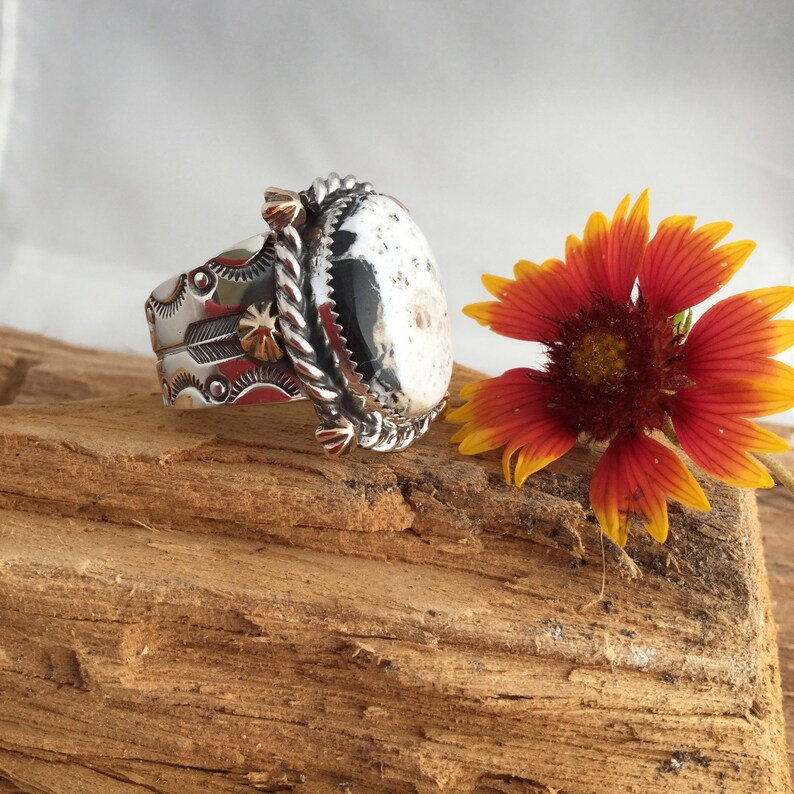 Mens White Buffalo Turquoise Ring With 14 Kt. Gold Stars/ Etsy