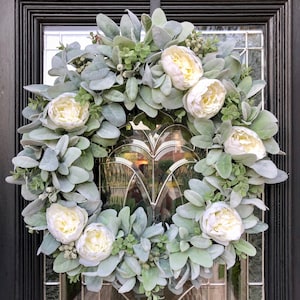 Farmhouse style wreath, peony wreath