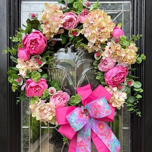 Spring Wreath, hydrangea and peony wreath