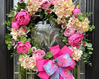 Spring Wreath, hydrangea and peony wreath