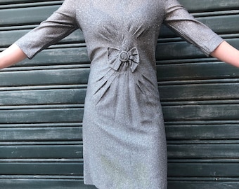 Vintage 60s silver lurex mod party dress