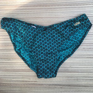 Vintage 80s new old stock green and black high cut bikini bottom