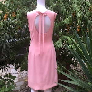 Vintage 60s baby pink silk crêpe cocktail dress, pink party dress