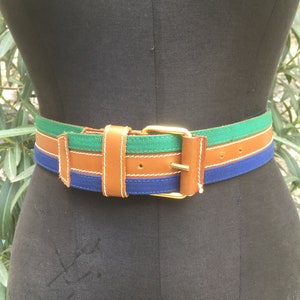 Original 80s belt italian Prisma original leather and fabric