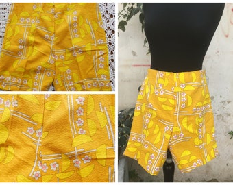 Vintage 60s new yellow pattern short pants