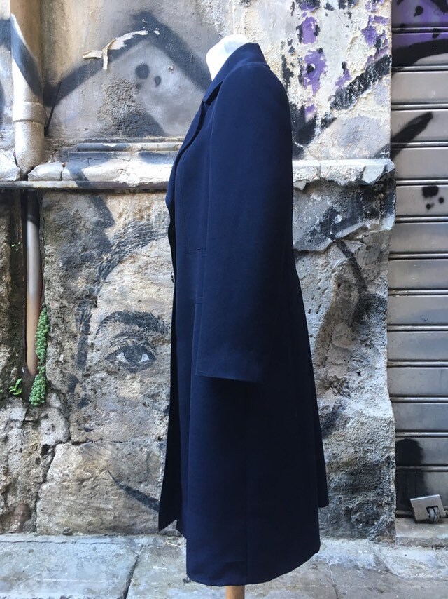 Vintage 1970s otomana tela de seda abrigo azul mod estilo | Etsy