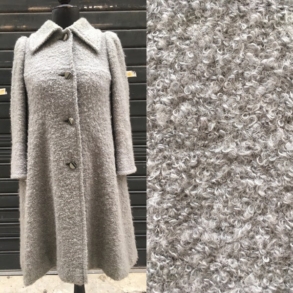 Vintage années 70 beau manteau gris en laine bouclè