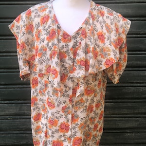 Vintage 80s pure silk floral boho blouse