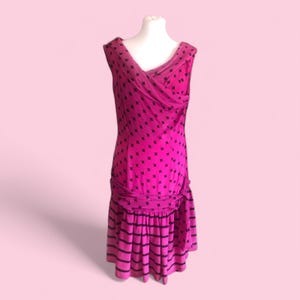 Vintage 80s fuchsia and black silky dress
