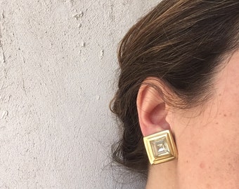 Christian Dior Pre-Owned Boucles D'oreilles Clips Serties De Strass Annees 1990 Item 20489313