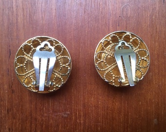 Boucles D'oreilles Clips Années 80 Christian Lacroix - Résine Orange Et Pierre - Superbe Qualité