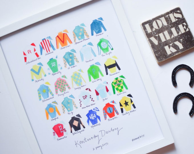 Featured listing image: Kentucky Derby 141 (2015) 11x14 Jockey Silks Signed Print - Limited Reprint!