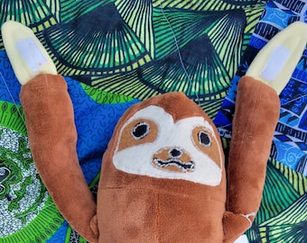 Silly brown sloth toy plushie - handmade in Costa Rica by women