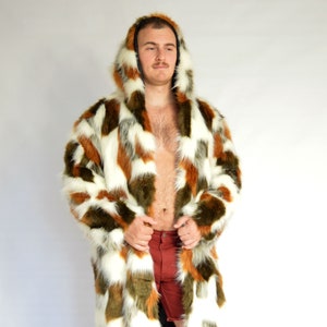 Men's Faux Fur Vandal Coat in Truffle Men's Faux Fur Vandal Coat in Truffle