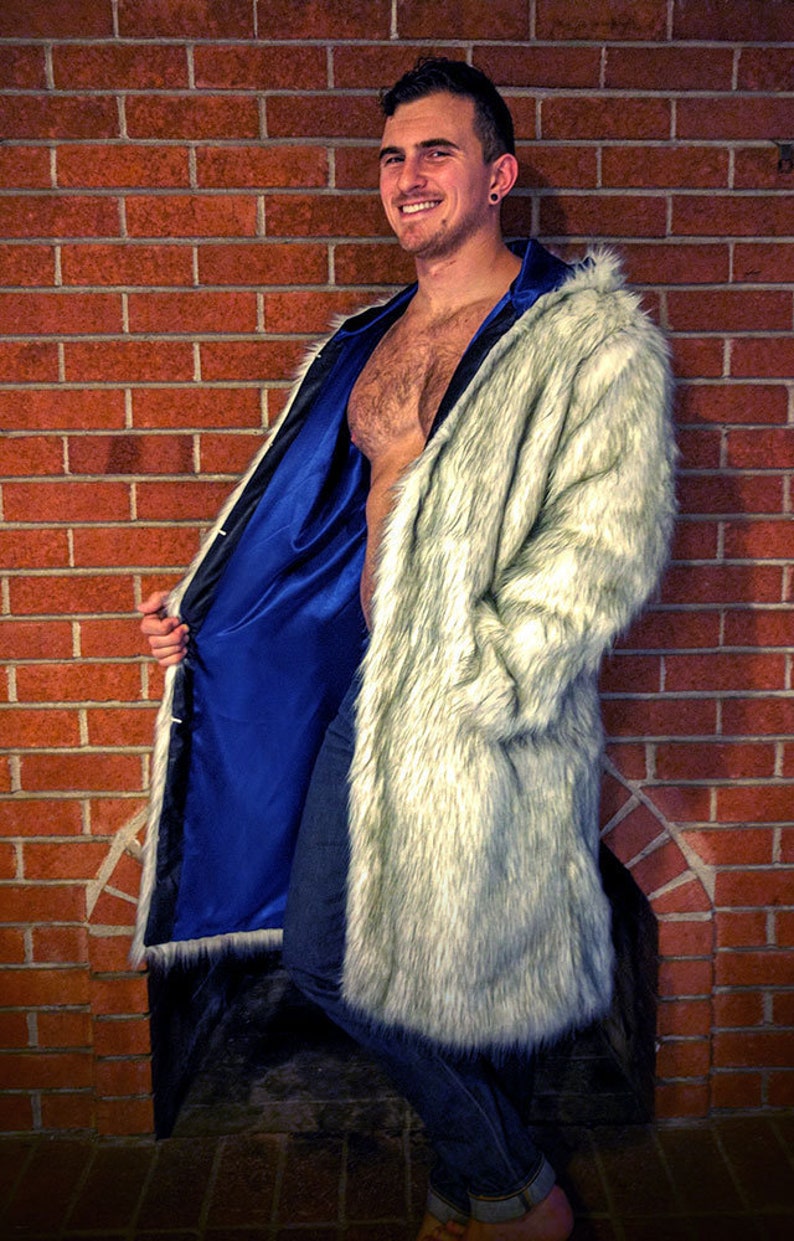 Ready to ship Faux Fur Husky Coat with Blue Liner