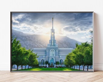 Mount Timpanogos Temple Sunrise Photograph – Temple Wall Art Print
