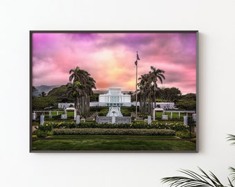 Laie Hawaii Temple Photograph, Temple Wall Art Print
