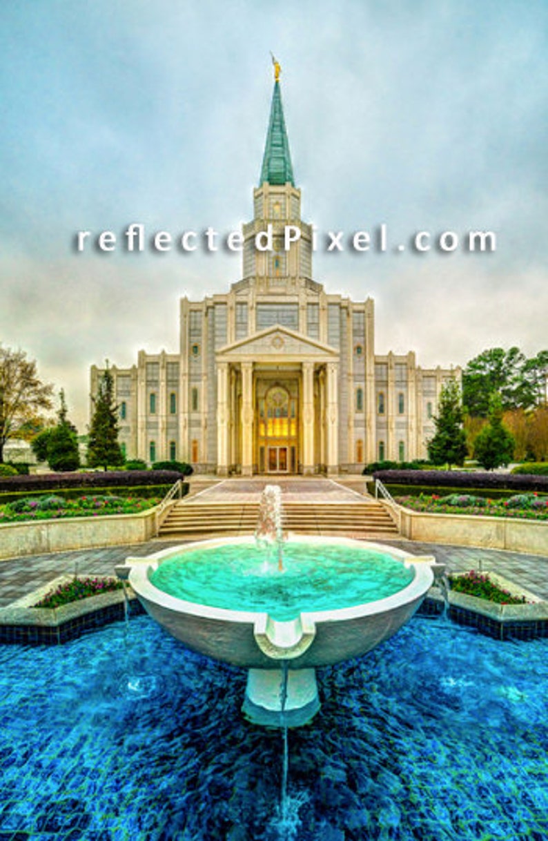 LDS Houston TX Temple Print LDS Temple Art Temple | Etsy