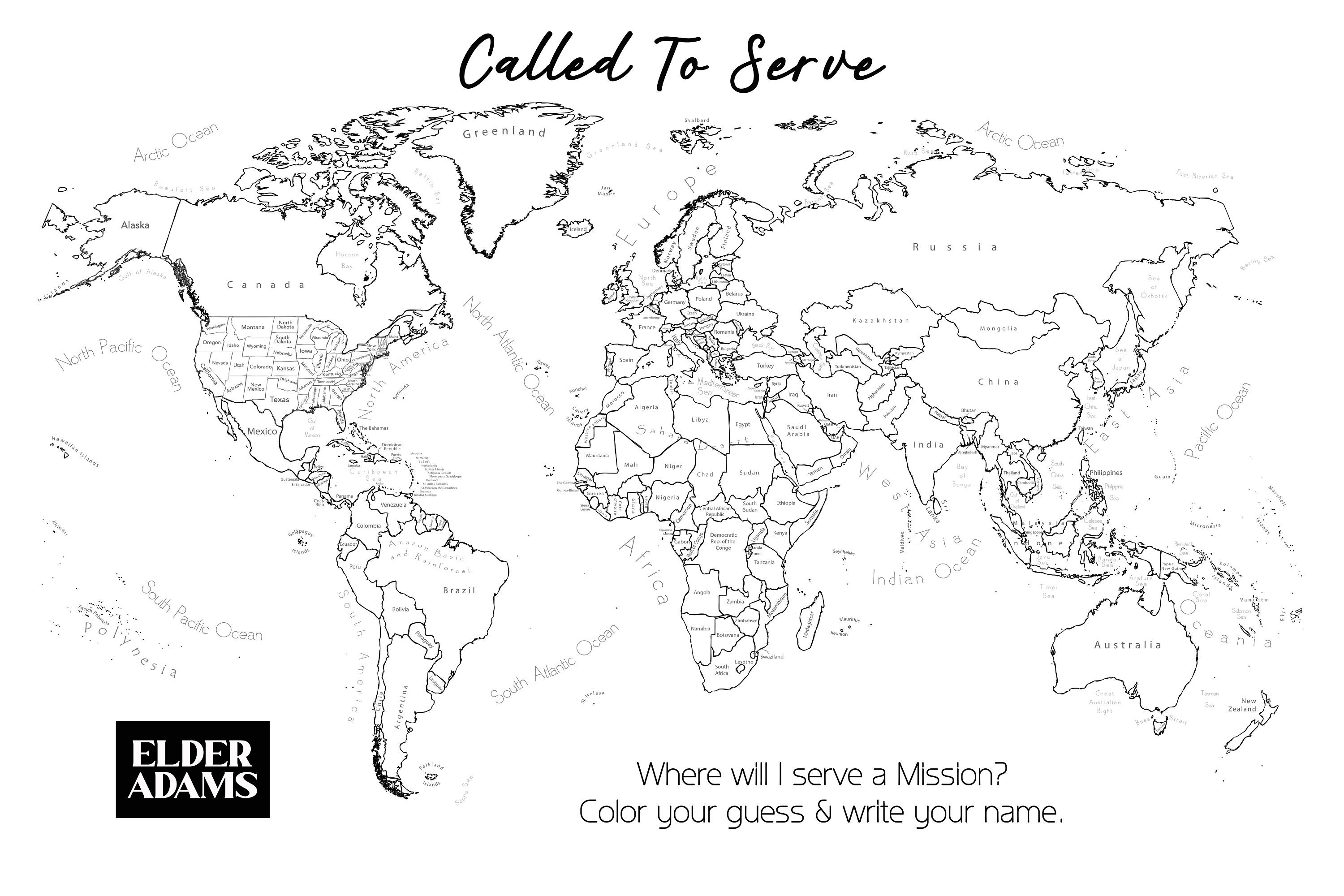 Missionary Map Print - Missionary Call Opening Party Poster - Called to ...