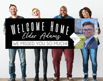 Welcome Home Missionary Banner – Custom Mission Homecoming Sign, 6’x2’ Print