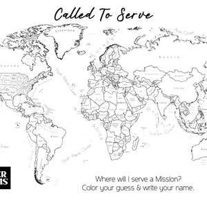 Missionary Map Print Missionary Call Opening Coloring Poster Called to Serve Map Poster ...