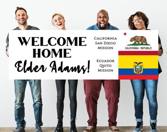 Welcome Home Missionary Banner – Dual Mission Custom Mission Homecoming Sign, 6’x2’ Print