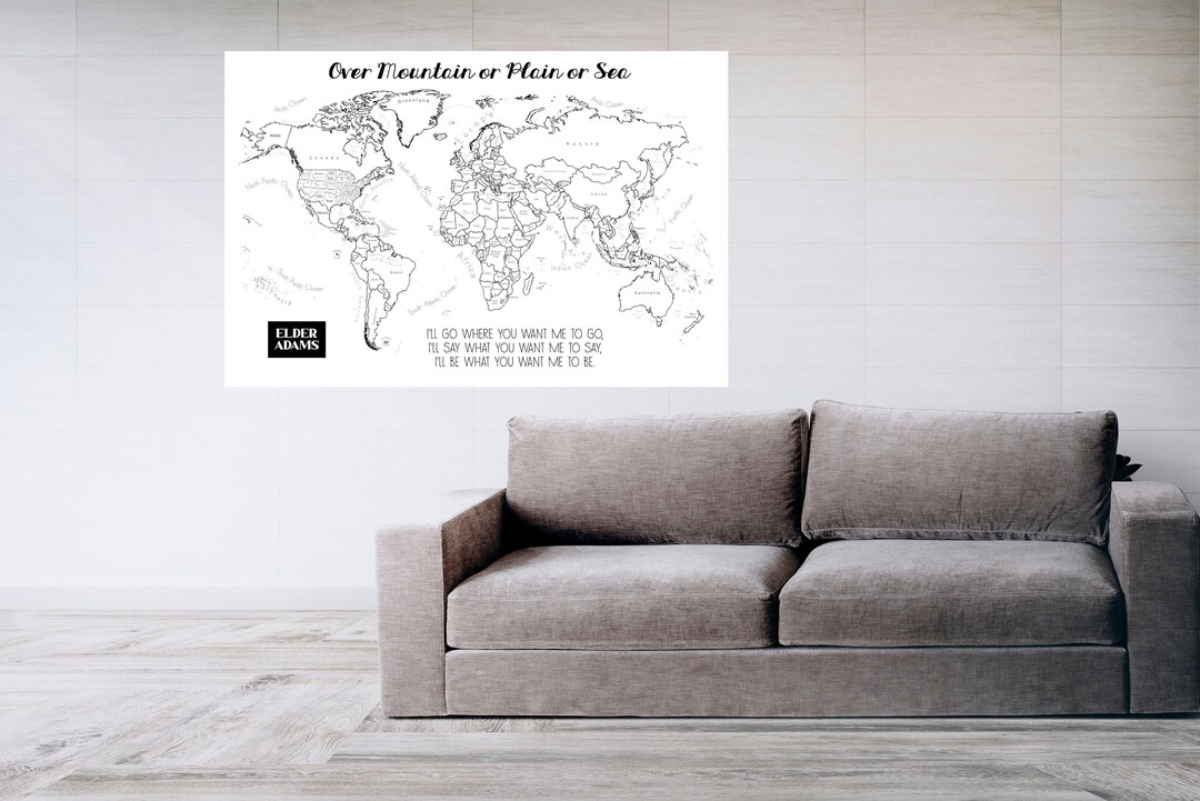 Missionary Map Print - Missionary Call Opening Coloring Poster - Called to Serve Map Poster ...