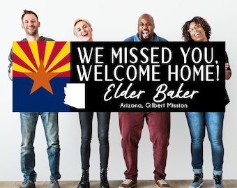 Welcome Home Missionary Banner – Custom Mission Homecoming Sign, 6’x2’ Print