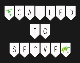"Zu dienen berufen, Missionar Banner Printable - Aquarell Weltkarte (digitaler Download)"