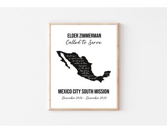 Custom Missionary Plaque Print – 11x14 Mission Call Map (Digital Download)