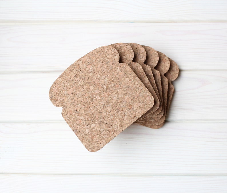 Toast cork coasters set of 6 pcs bread shaped trivets for hot Etsy