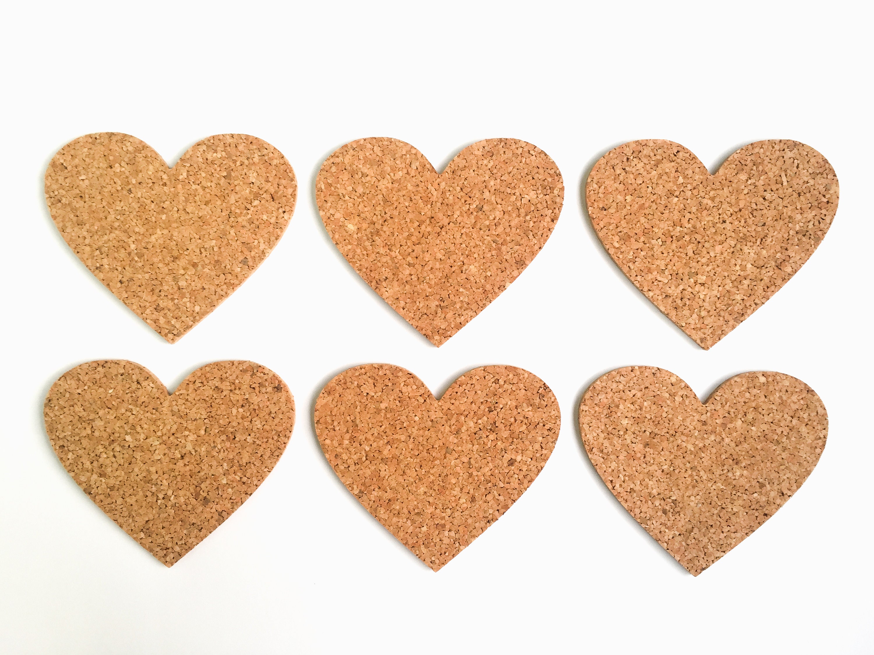 HEART Cork Coasters Set of 6 Pcs Free Shipping for Tea Etsy