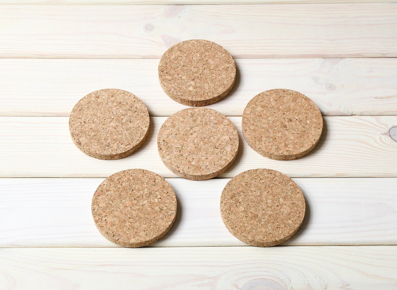 3 Round cork coasters 3/8 thick set of 6 pcs Etsy