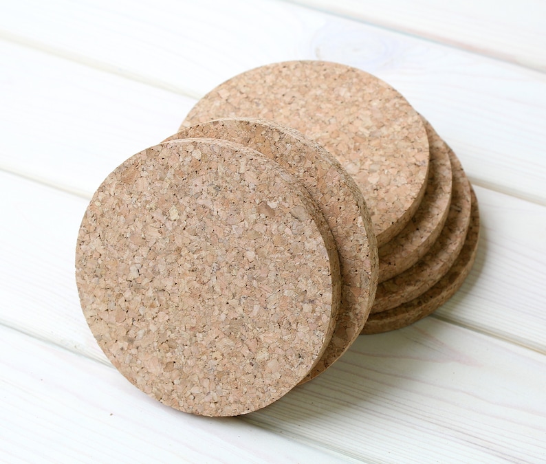 Round cork coasters thick 3/8 10mm set of 6 pcs Etsy