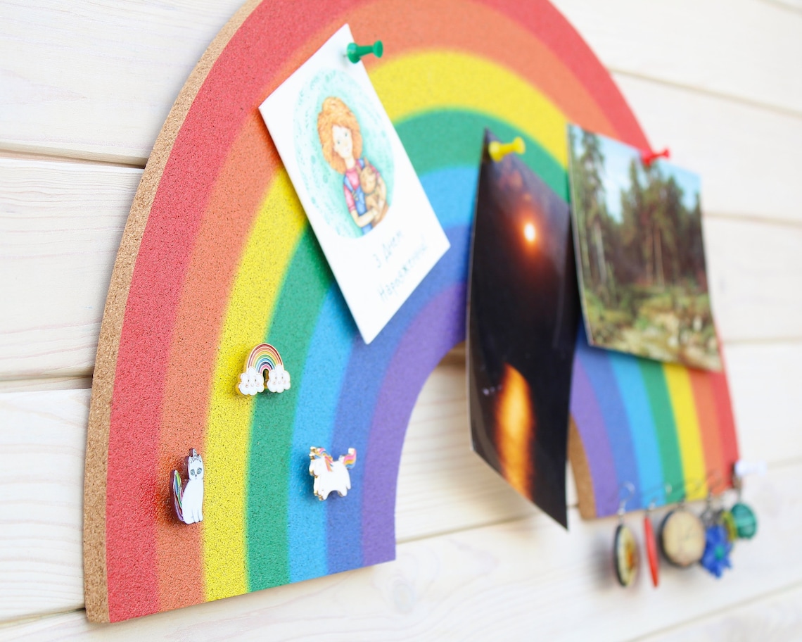 RAINBOW cork board pin board notice memo message photos note Etsy
