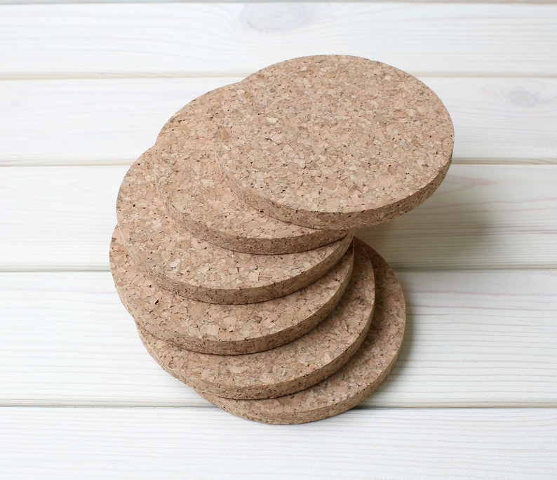 Round cork coasters thick 3/8 10mm set of 6 pcs Etsy