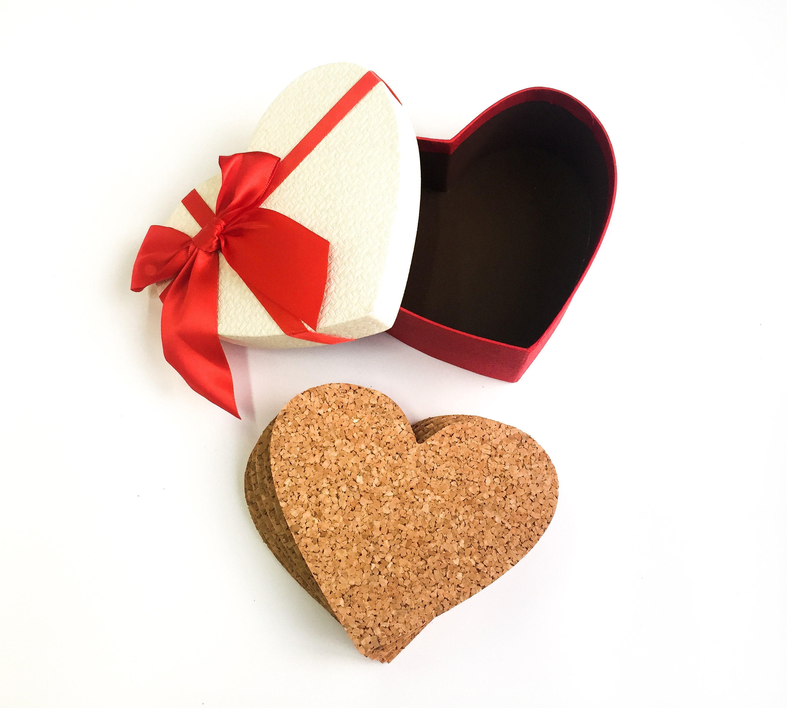 HEART Cork Coasters Set of 6 Pcs Free Shipping for Tea Etsy
