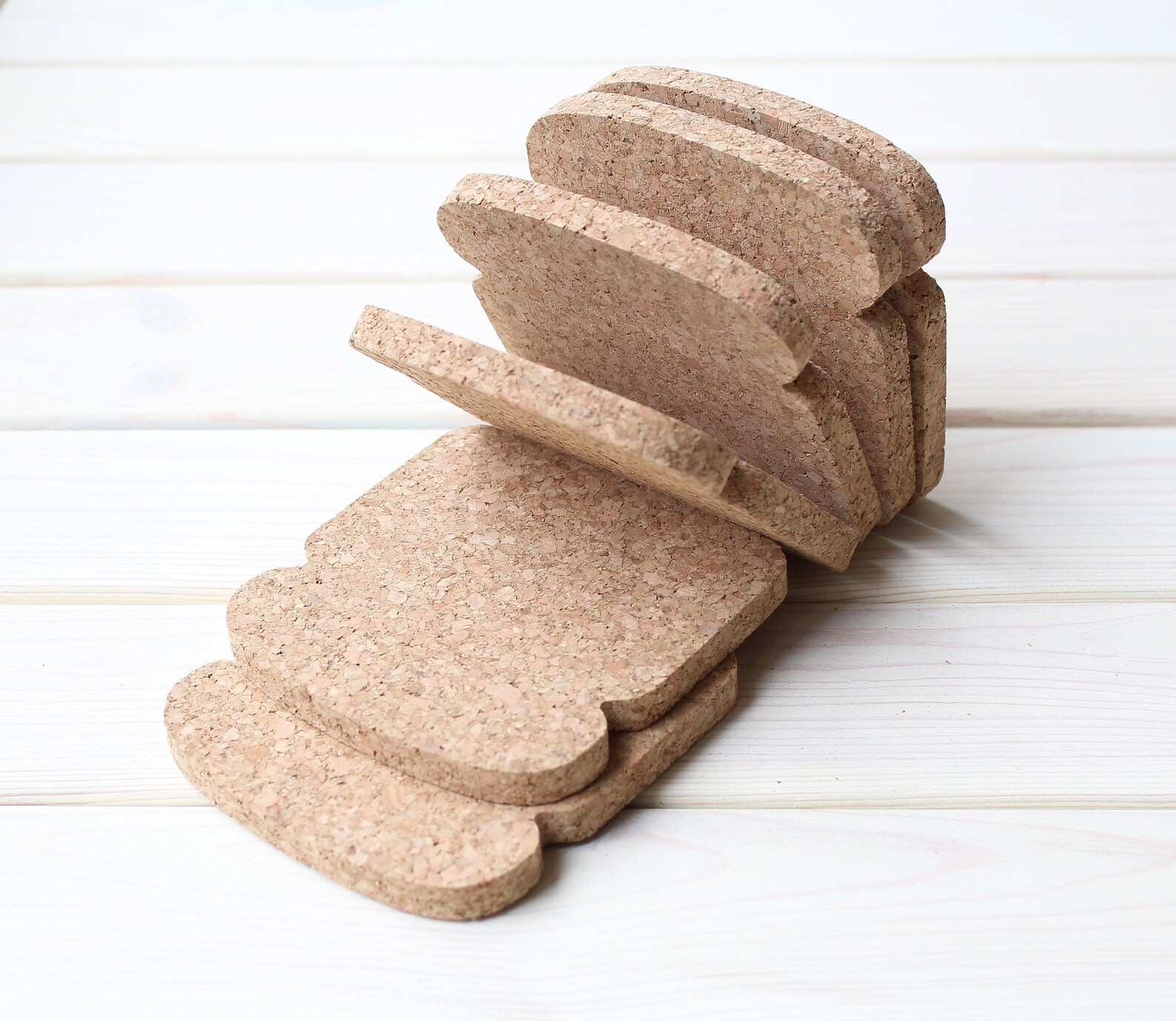 Toast Shaped Cork Coasters Set of 6 Durable Thick Coasters Etsy