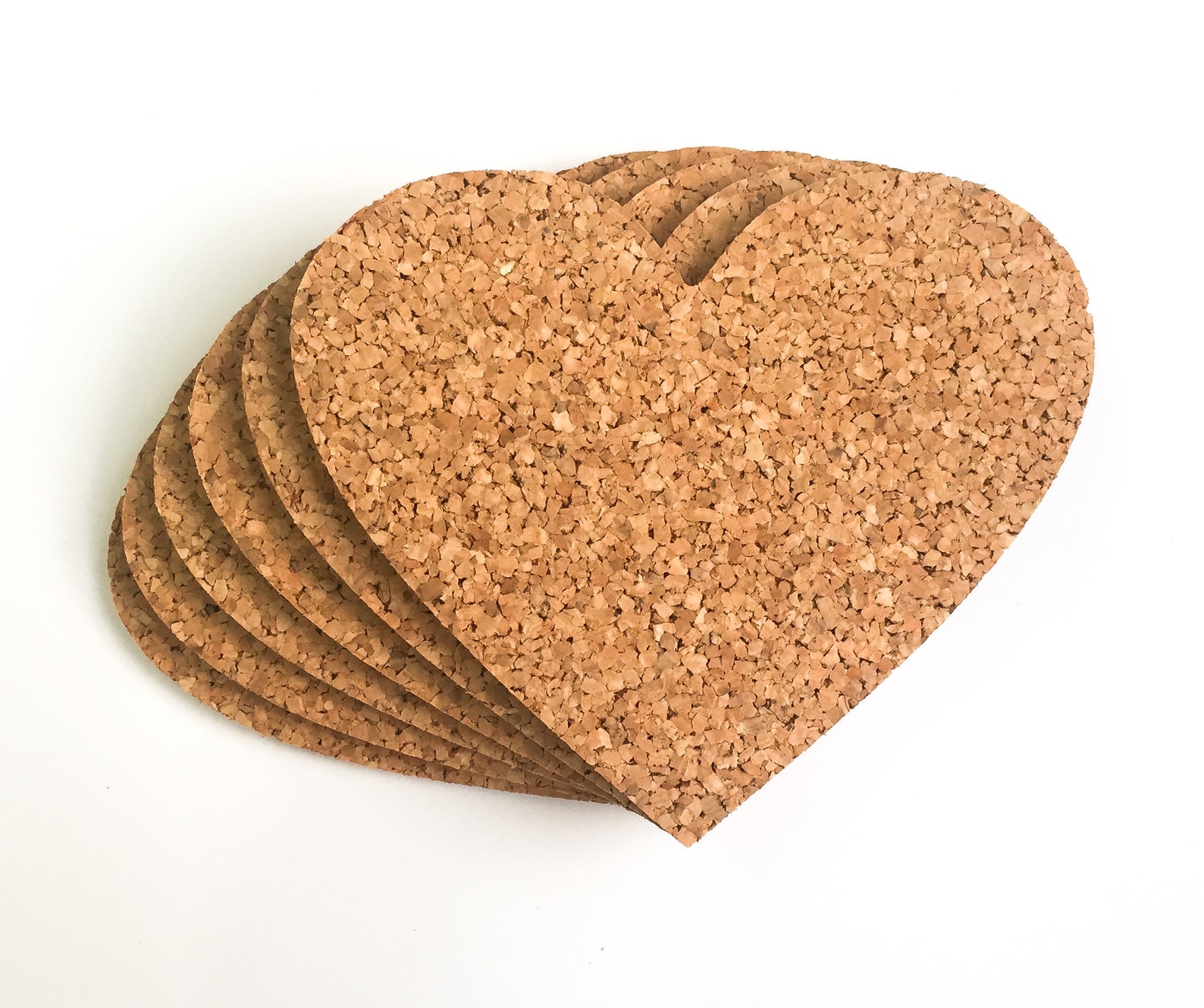 HEART Cork Coasters Set of 6 Pcs Free Shipping for Tea Etsy