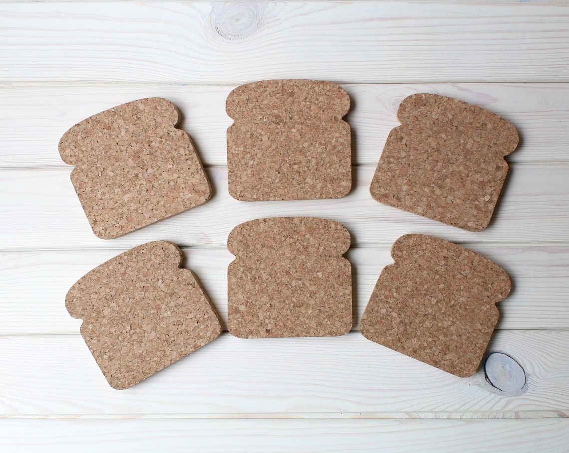 Toast cork coasters set of 6 pcs bread shaped trivets for hot Etsy