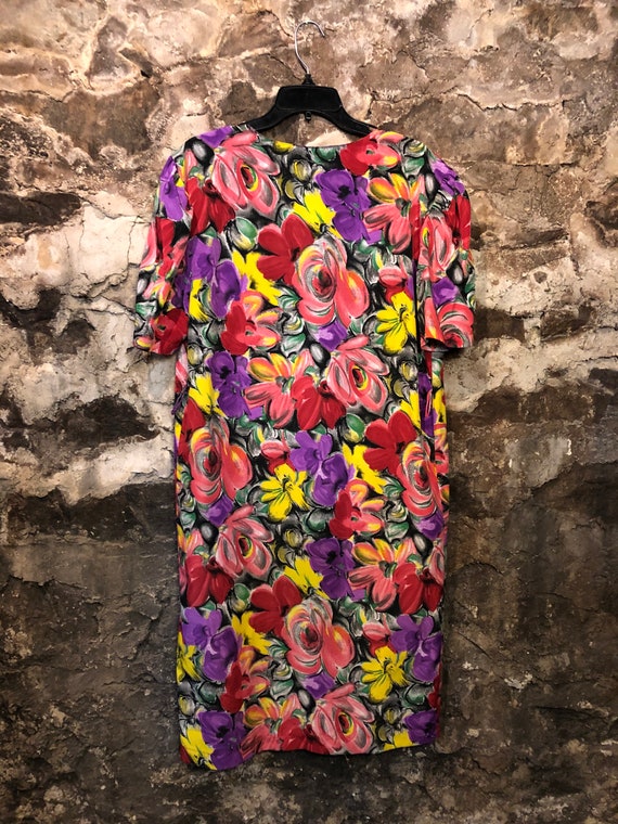 VINTAGE 80s Handmade Bright Floral Dress - image 5