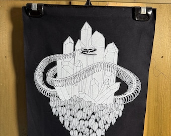 Silk screen snake & crystal patch